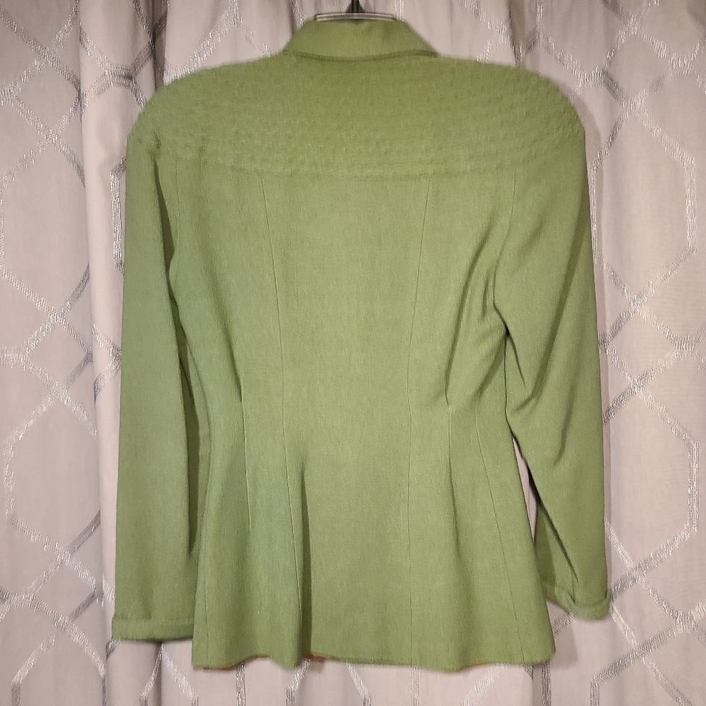 True Vintage 1940s Green Wool Gabardine Jacket S - Picture 3 of 8